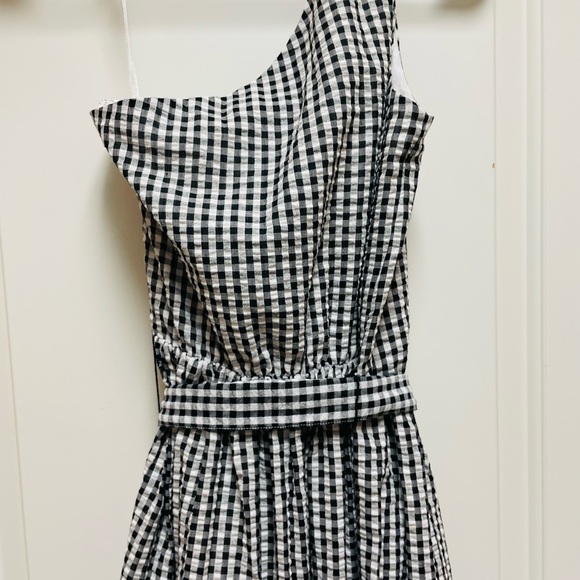 Vineyard Vines Sz 2 Black & White Gingham One Shoulder Dress Tie Back CUTE! - Picture 2 of 9